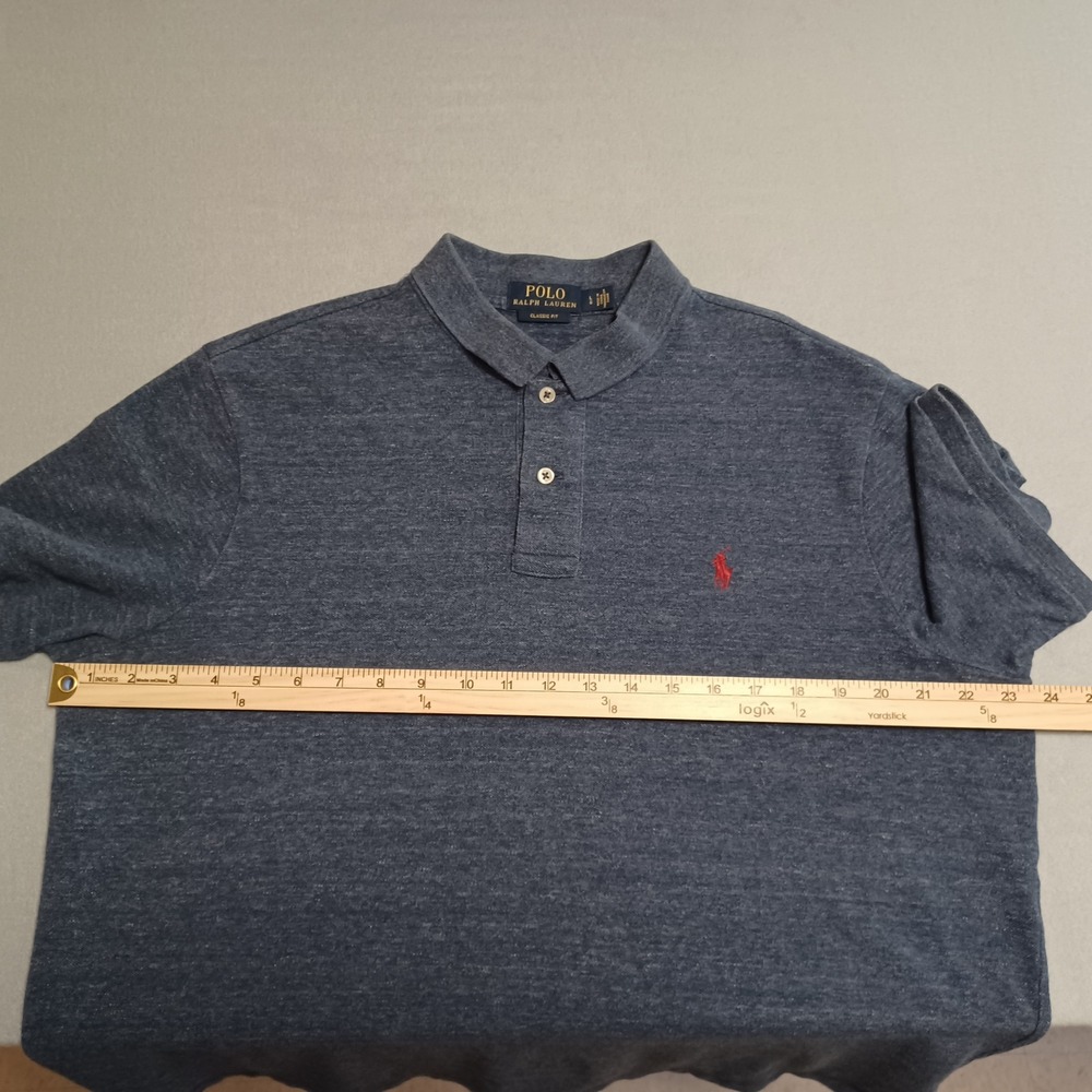 Polo Ralph Lauren Mens Classic Fit Blue Heather Short Sleeve Polo Shirt Large - Picture 7 of 11